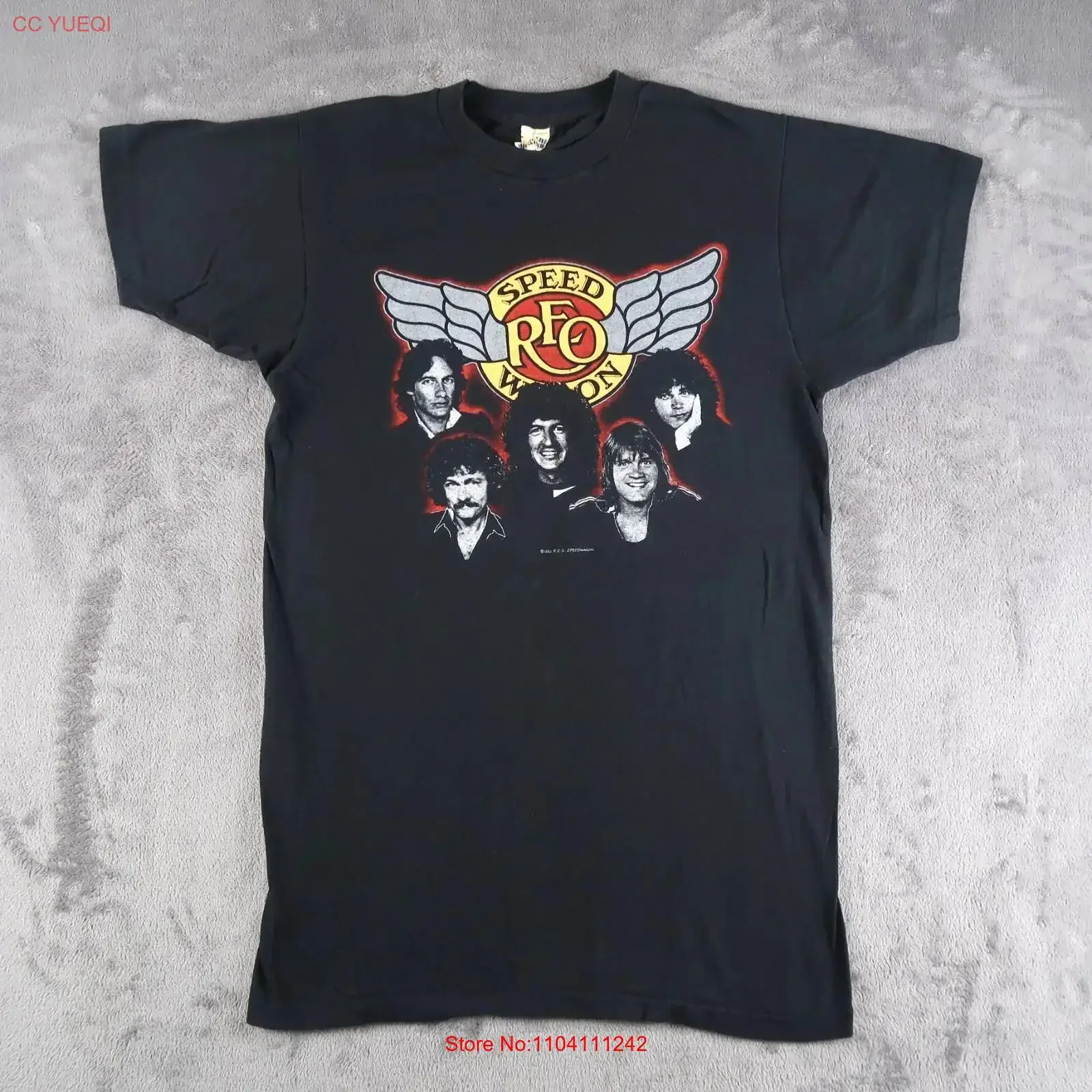 Vintage 80s 1982 REO Speed Wagon Band Music T Shirt L Large Screen Stars USA vintage Washed fashion Casual Slightly Stylish