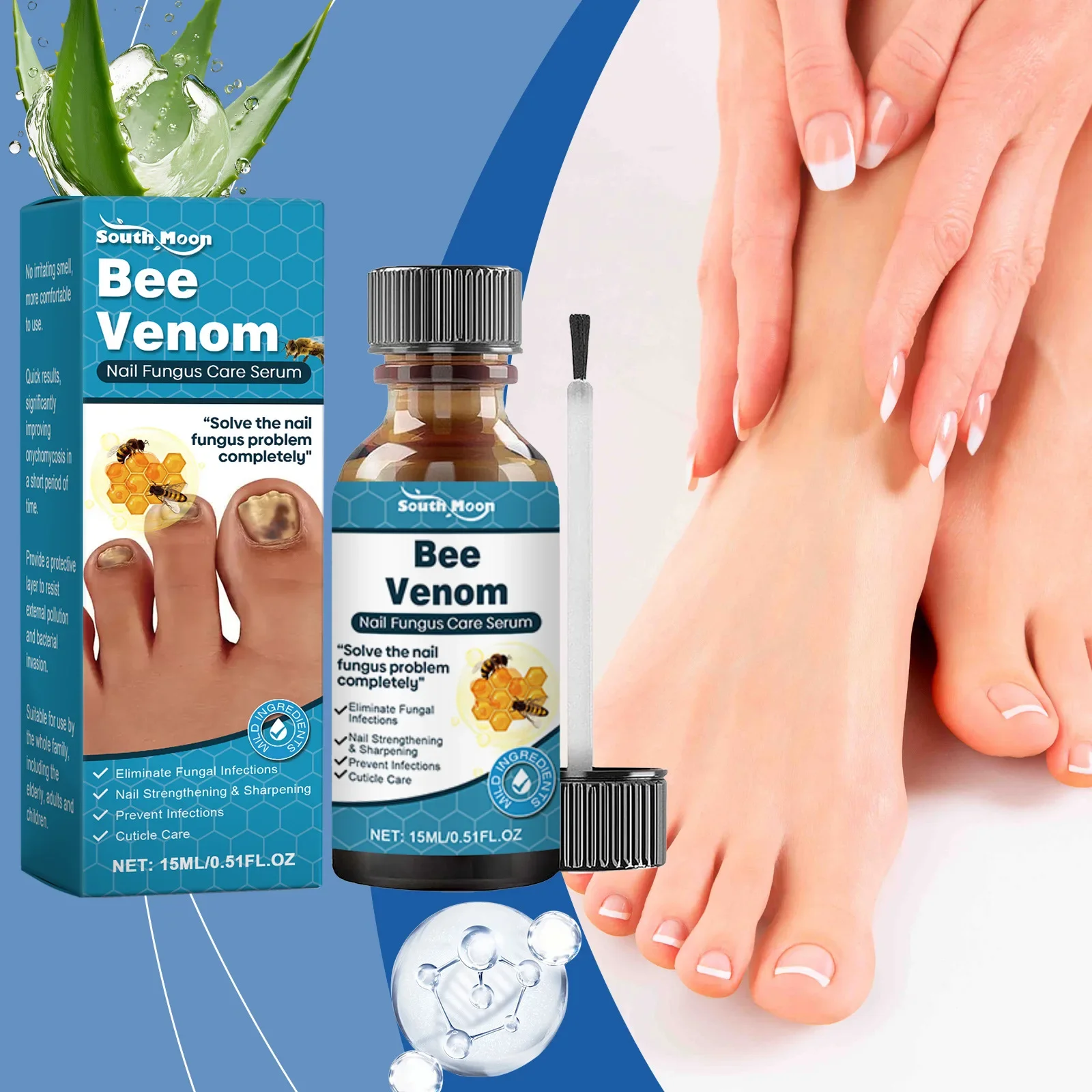 15ml Bee Venom Onychomycosis Hand Foot Removal Repair Care Nail Fungal Treatment Serum Anti Infection Toe Fungus Paronychia