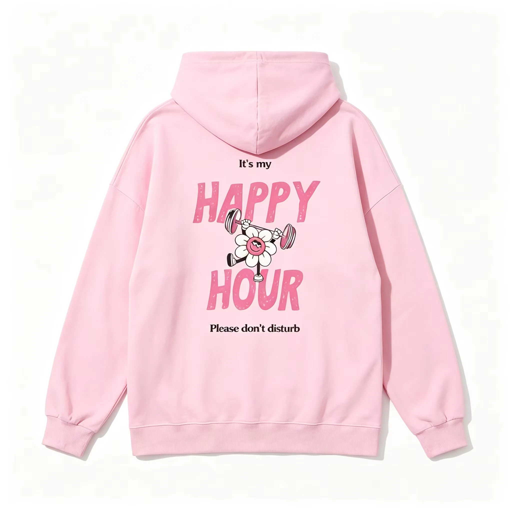 Women's Hoodie My Happy Time Gym Print Fitness Yoga Girl Healthy Life Regular Size Pullover Gift For Her Workout Outfit