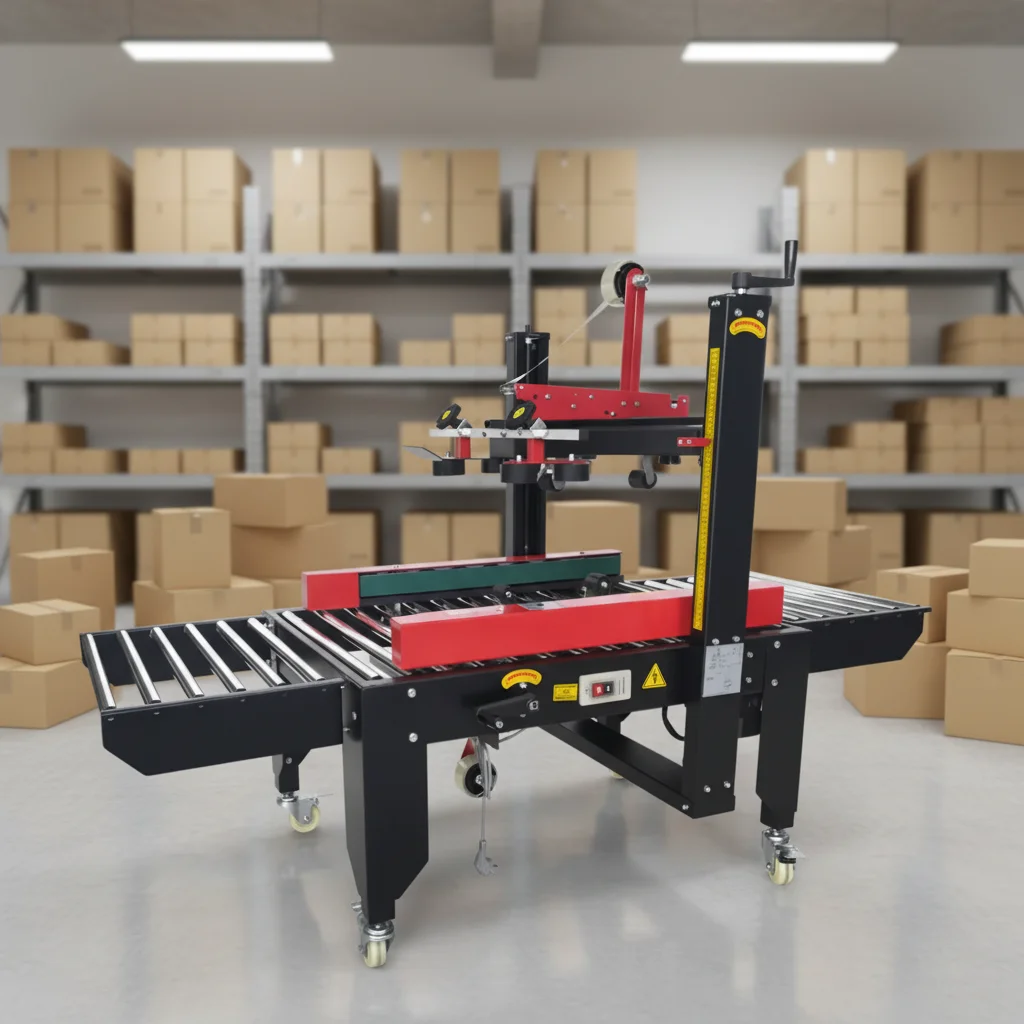 

Small Case Box Sealing Machine Side Driven Carton Box Sealing Packing Machine Semi Automatic Carton Sealing Tapping Machine