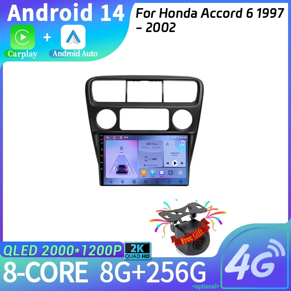 

Android 14 для Honda Accord 6 1997 - 2002 автомобильное радио, мультимедийная навигация, беспроводной стерео экран для Carplay