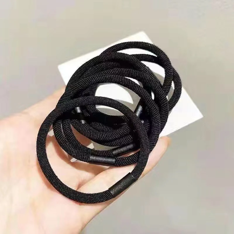 10Pcs Plain Color Thick High Elasticity Hair Band For Women Girls Elastic Ponytail Holder Rubber Band Fashion Hair Accessories