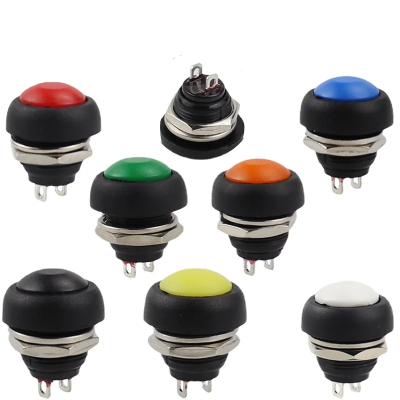 PBS-33B DIY Mini 12mm Momentary Waterproof Push Button Switch Horn Buttons PBS33B 1A 250V Self-reset