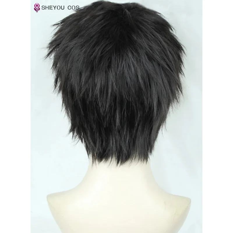 

asdh8@Anime Boku no Hiro Akademia Overhaul Kai Chisaki Short Black Brown Wig Cosplay Heat Resistant Synthetic Hair Wigs + Wig Ca
