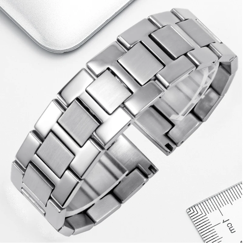 Precision Steel Watch Band Replacement Tank MustLondon Solo Series Solid Stainless  Watch Band 16/17.5/20/22/23mm