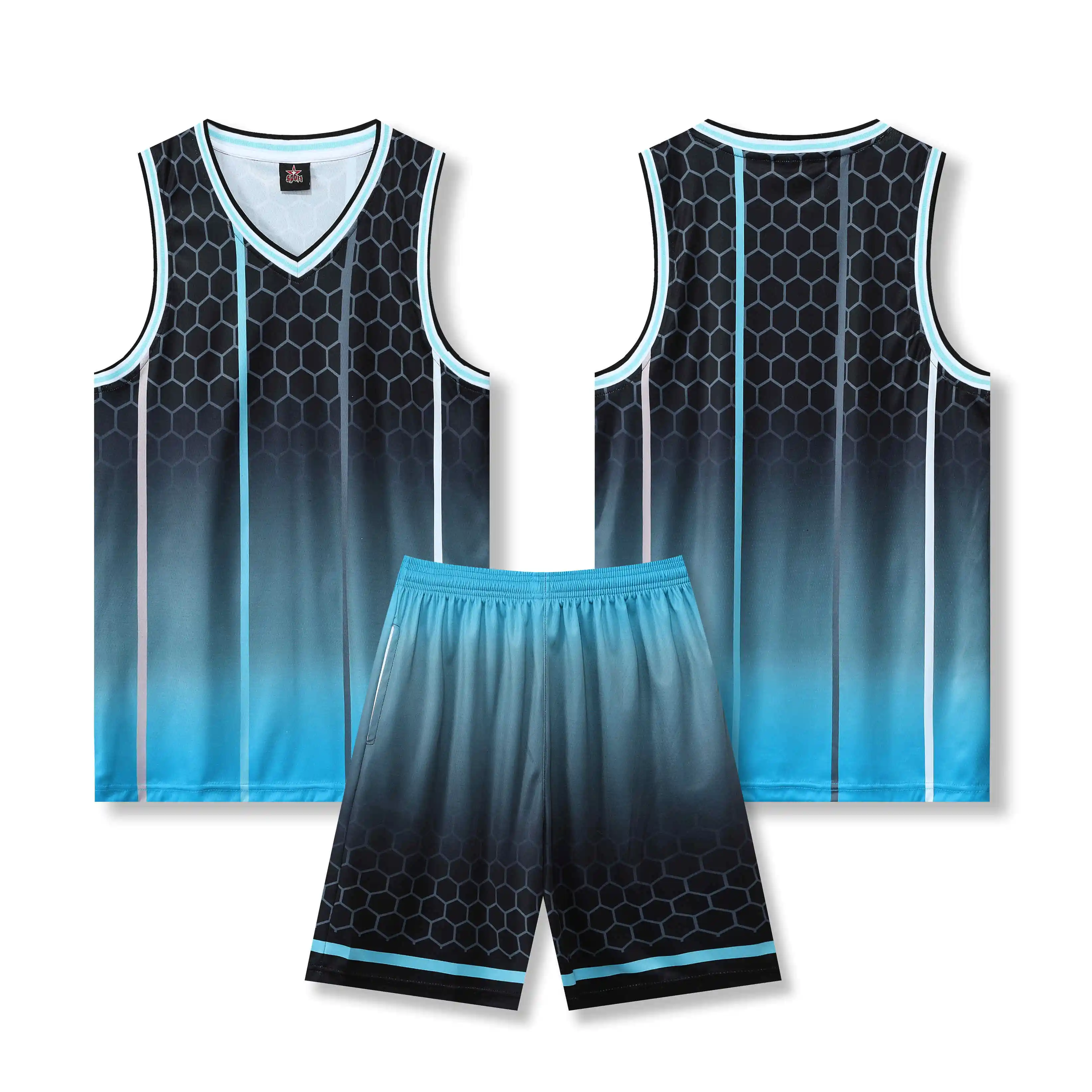 Nuovo set da uomo maglie da basket traspiranti gioco primario squadra manica corta uniforme da allenamento gilet e pantaloncini