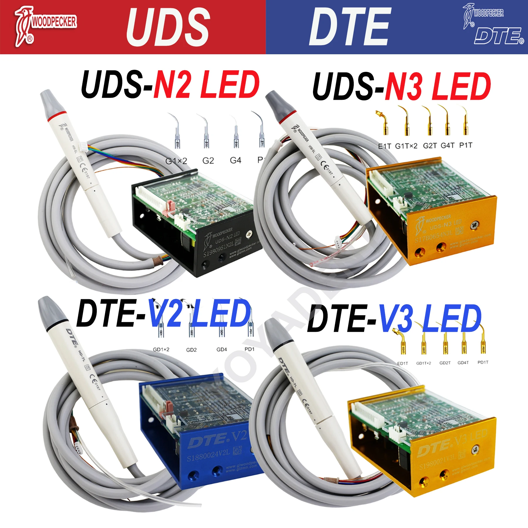 

Woodpecker Scaler DTE Dental Ultrasonic Scaler Build In UDS LED N2/N3 V2/V3 Scaling Tips For Dentistry Teeth Cleaning Whitening