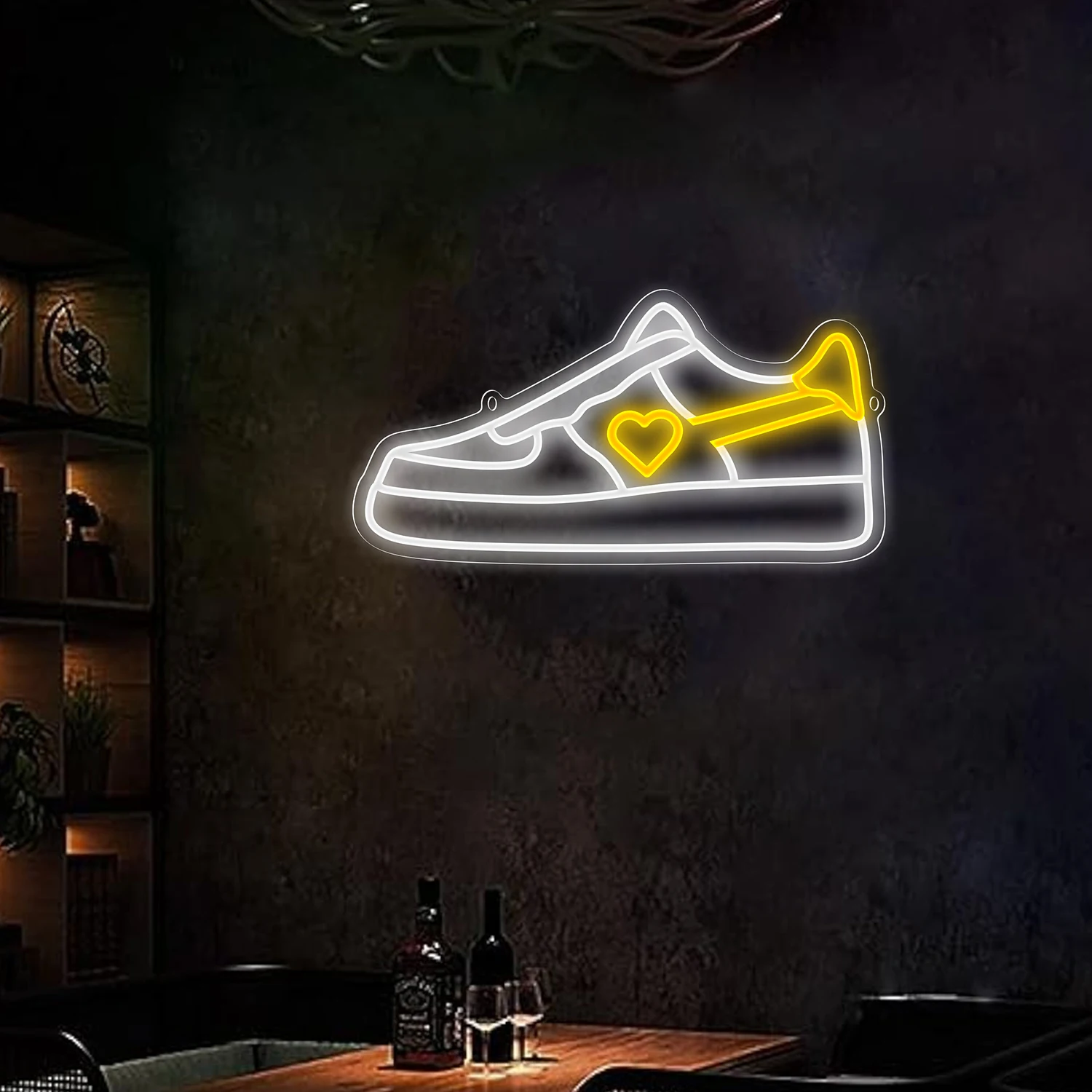 Insegne al neon per scarpe, insegne al neon a LED, interruttore dimmer con alimentatore USB, decorazioni da parete per bar ristorante da soggiorno,