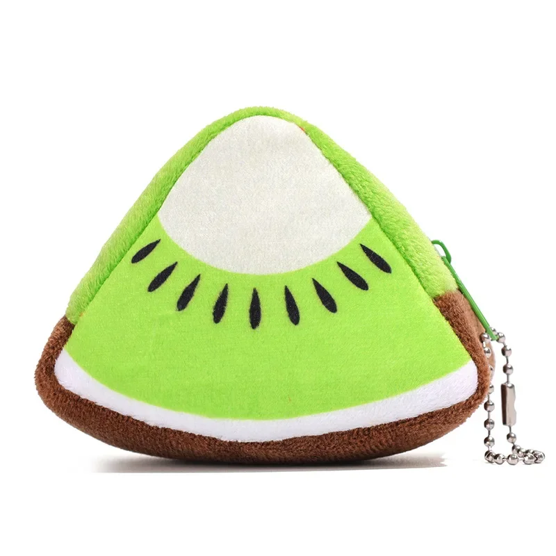 Fruta de peluche de felpa creativa, tridimensional, triangular, fruta cero, BILLETERA, bolsa de monedas, bolsa de llaves, decoración colgante, regalo para niños