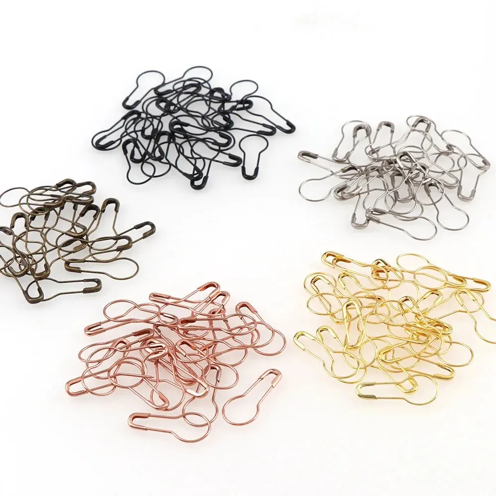 100pcs Safety Pins Calabash Pear Shape Cross Stitch Metal Clips Knitting Stitch Marker Tag Hangtag Gourd Pin Fastener Crafts DIY