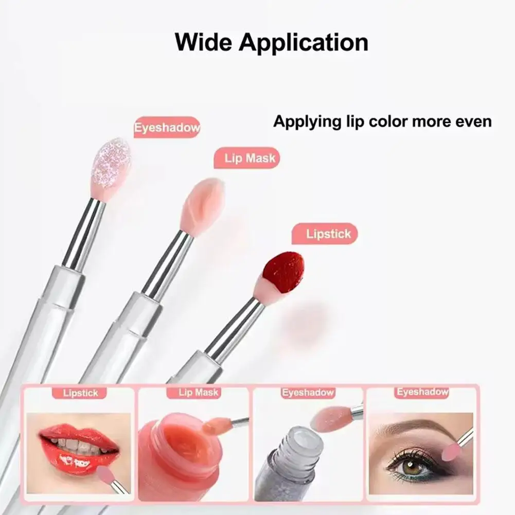 Mini pincel de silicona con tapa, máscara de labios portátil profesional, lápiz labial, sombra de ojos, lápiz labial difuminado