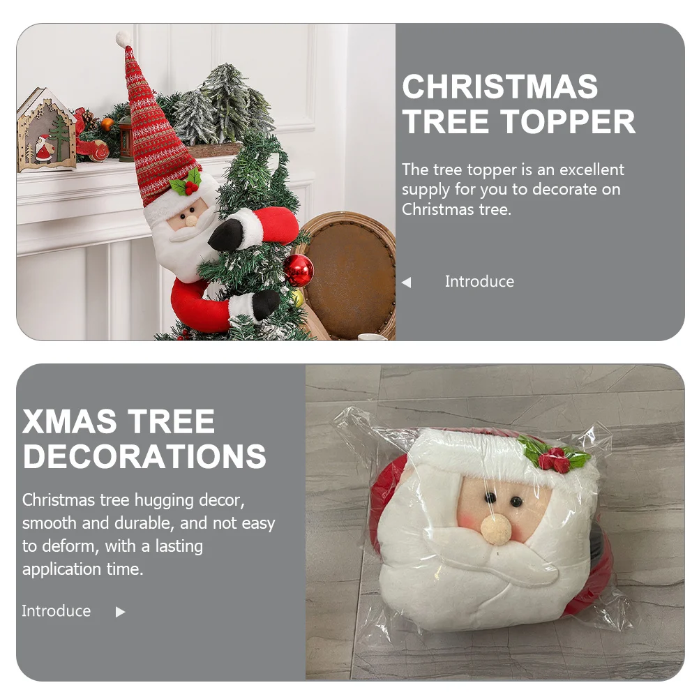 

Christmas Tree Topper Santa Hugging Design Xmas Holiday Decoration Christmas Party Ornament Decor Tree Toppers
