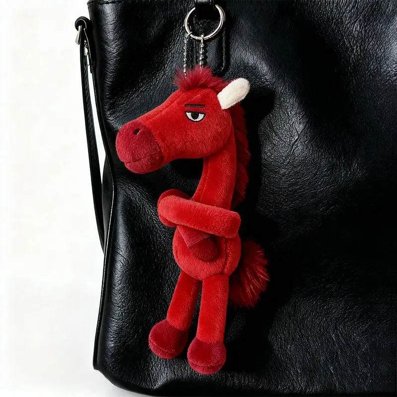 Plush Arrogance Pony Keychain For Women Bag Pendant Decor Cute Plush Horse Car Keychain Party Gift Key Ring Accessories