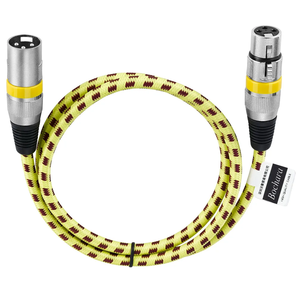 Bochara Coloured Braided XLR Cable Male to Female 3pin jack Foil+Braided Shielding OFC Copper For Mic Mixer 1m 2m 3m 5m