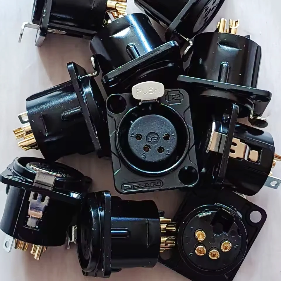 XLR Metal XLR Cable Connector, Male and Female Audio Microphone Socket, D-shape Module for 86 Panel, 4 Pin Gold Plating
