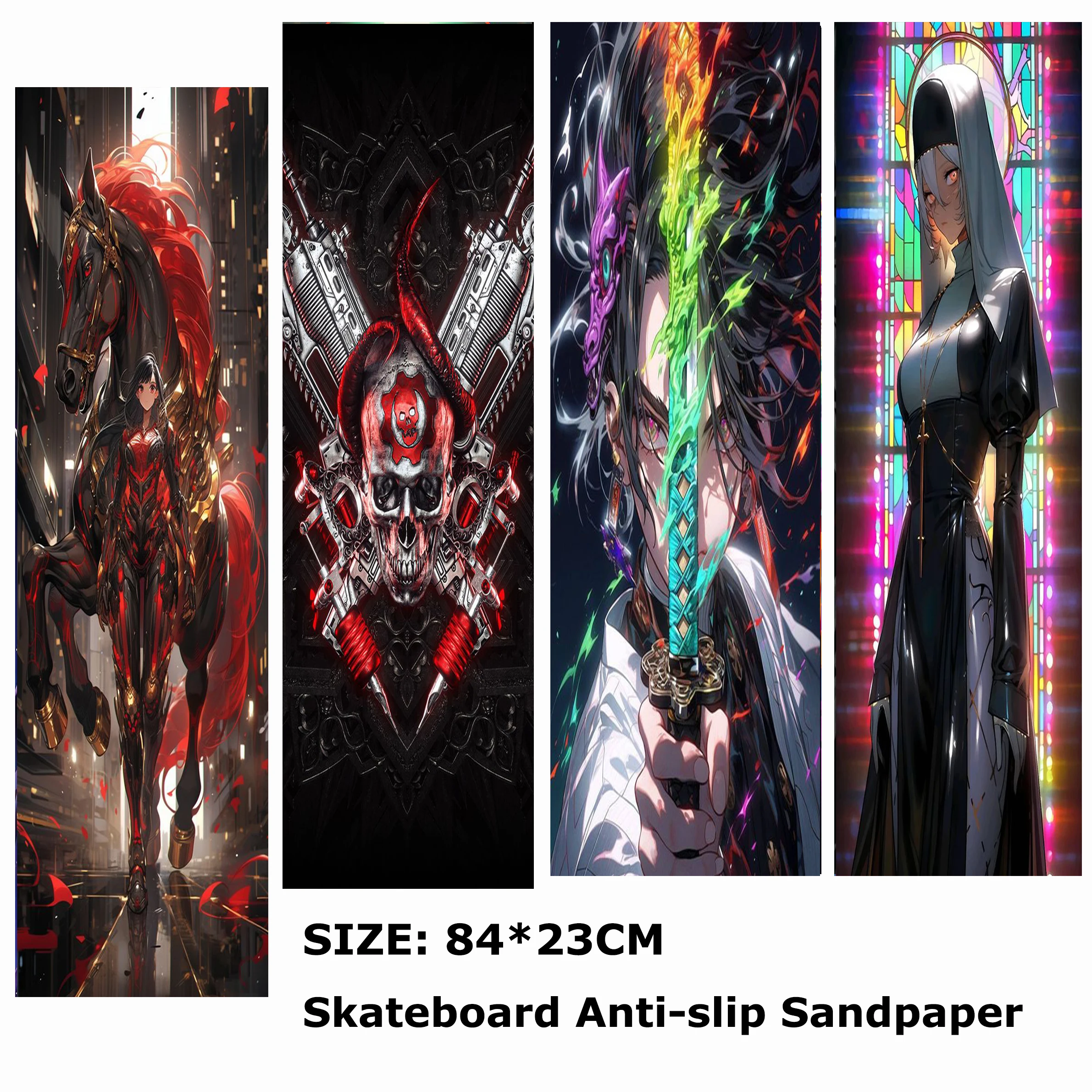 Nun Anime Mural Pattern Electric Scooter Anti-slip Sticker Sandpaper Skateboard Anti-slip Tape Sheet 84*23cm