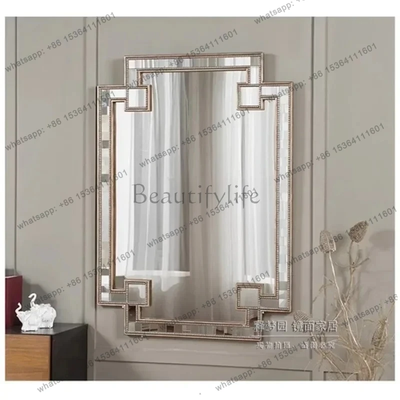Neoclassical Decorative Mirror Entrance Makeup Mirror Wall Decoration Hanging Mirror for Home Postmodern