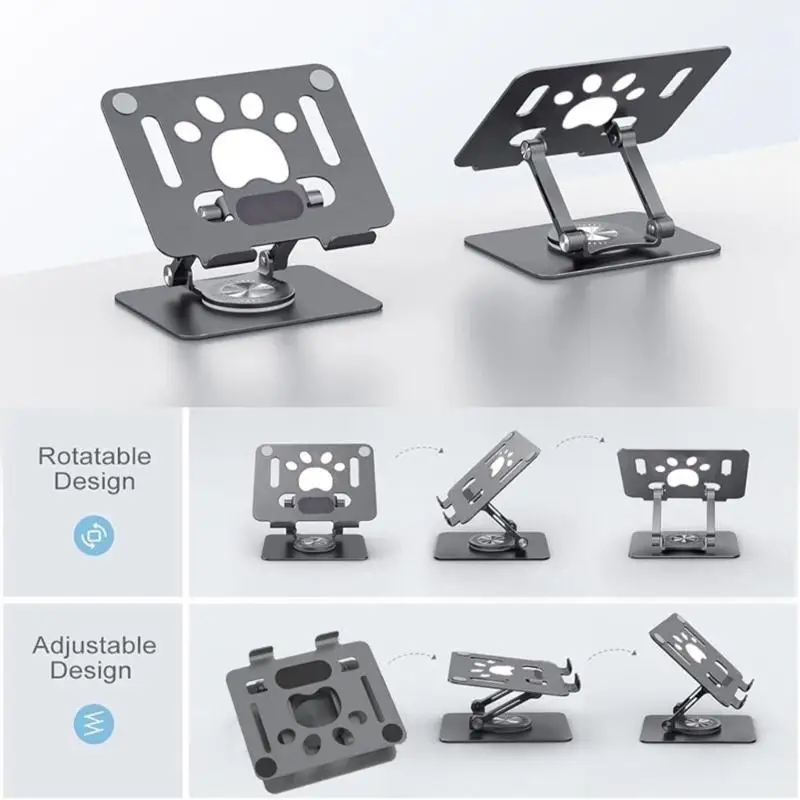 

652F Tablets Stand Bracket Desk Adjustable Tablets Bracket Foldable 360 Degree Rotatable Desktop Laptop Bracket for Laptop