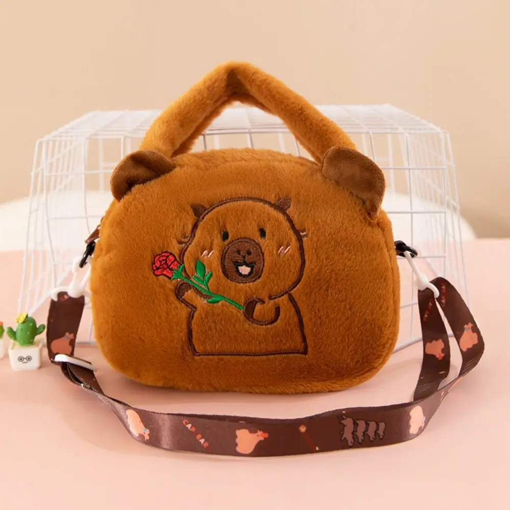 Plush Capybara Capybara Plush Handbag Large Capacity Handbag Capybara Crossbody Bag Stuffed Fashion Cartoon Shoulder Bag