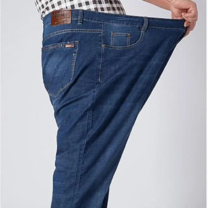 Pantalones vaqueros elásticos clásicos de talla grande para hombre, Vaqueros largos de trabajo, holgados, de cintura alta, 44 46 48 50 52