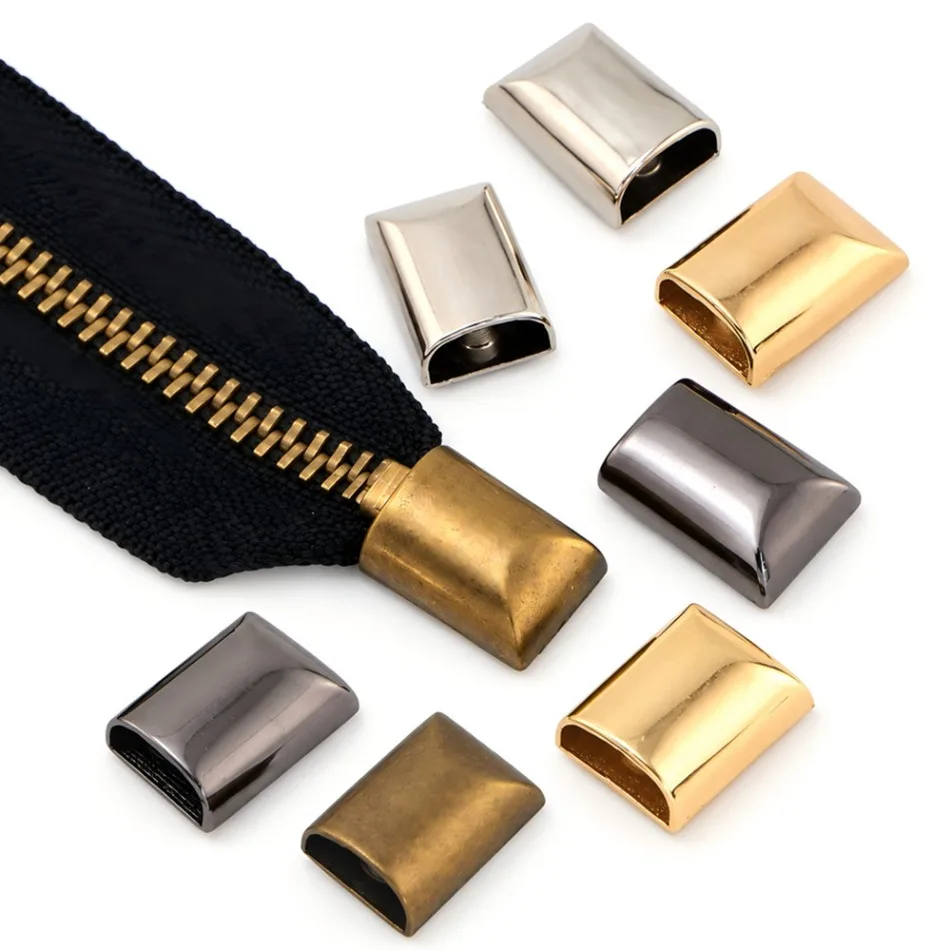 100/5Pcs Metal Zipper Pull Tail Lock Clip Buckles Rope Cord Stop Plug Head Screw DIY Bags Leather Hardware Accessories