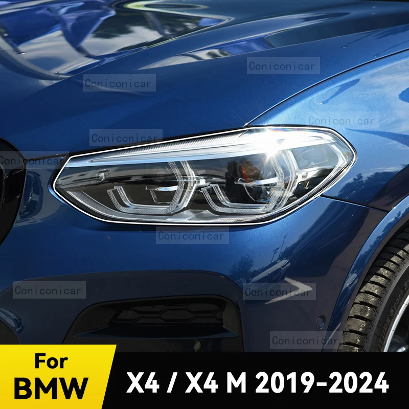 

For BMW X4 F26 G02 X4M F98 2019-2024 Car Headlight Protective Cover Film Front Light Transparent TPU Headlamp Accessories