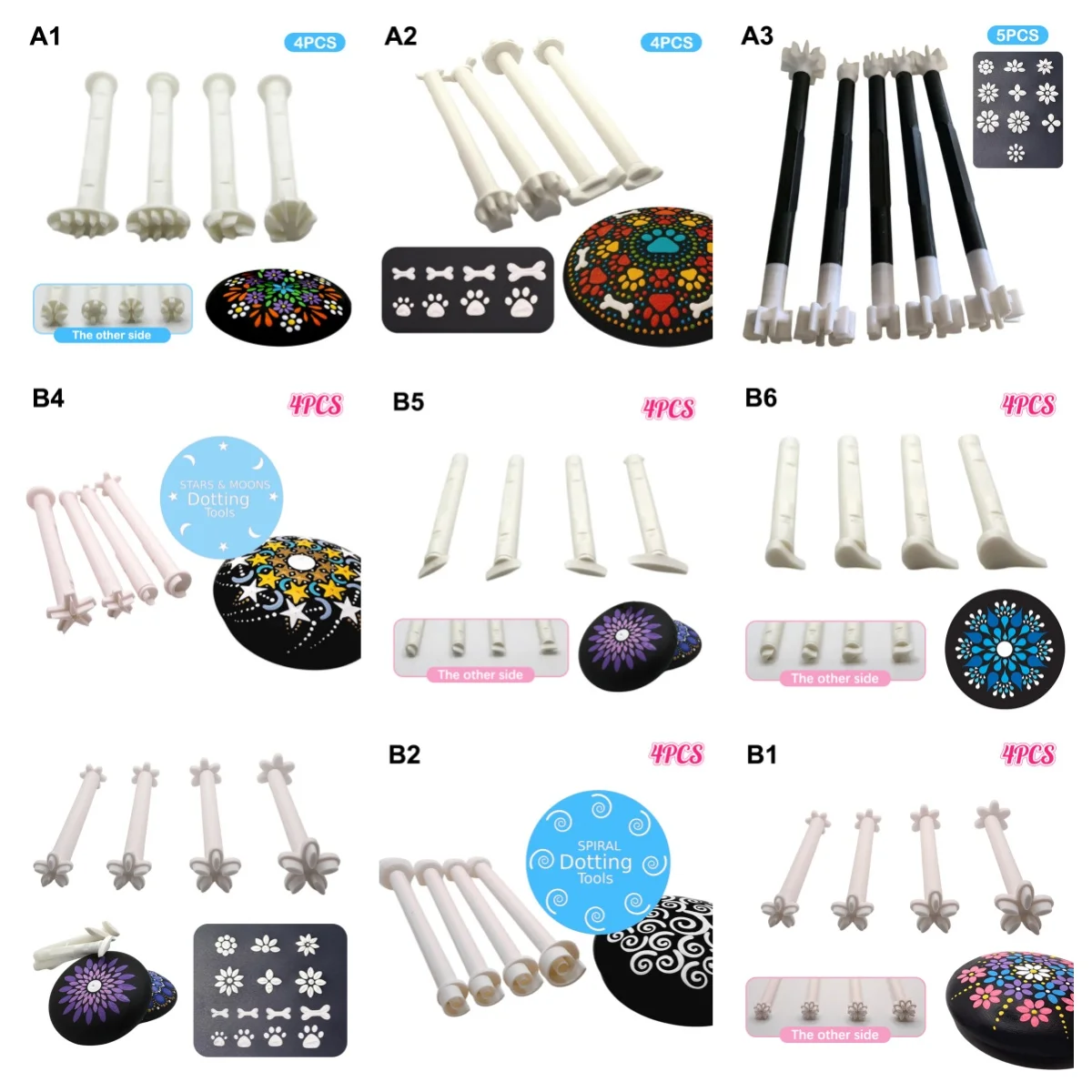 [YU]4/5Pc Flower Floral Dotting Tools Set Dot Painting Pen Embossing Tool Art Stamp Pen DIY Graffiti Flowers Butterflies Pattern