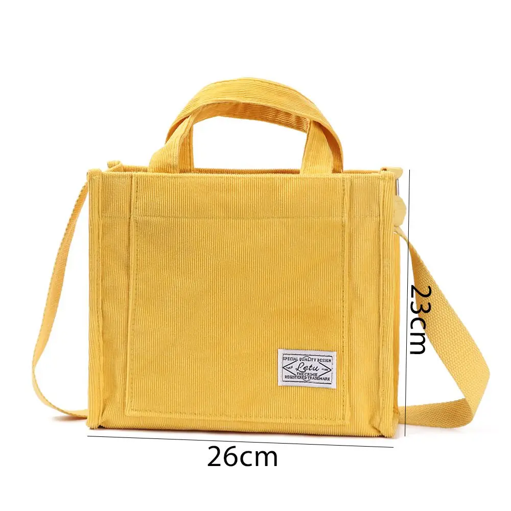 Women Corduroy Zipper Shoulder Bag Small Cotton Canvas Handbag Casual Tote Female Eco Crossbody Bag Vintage Messenger Bags