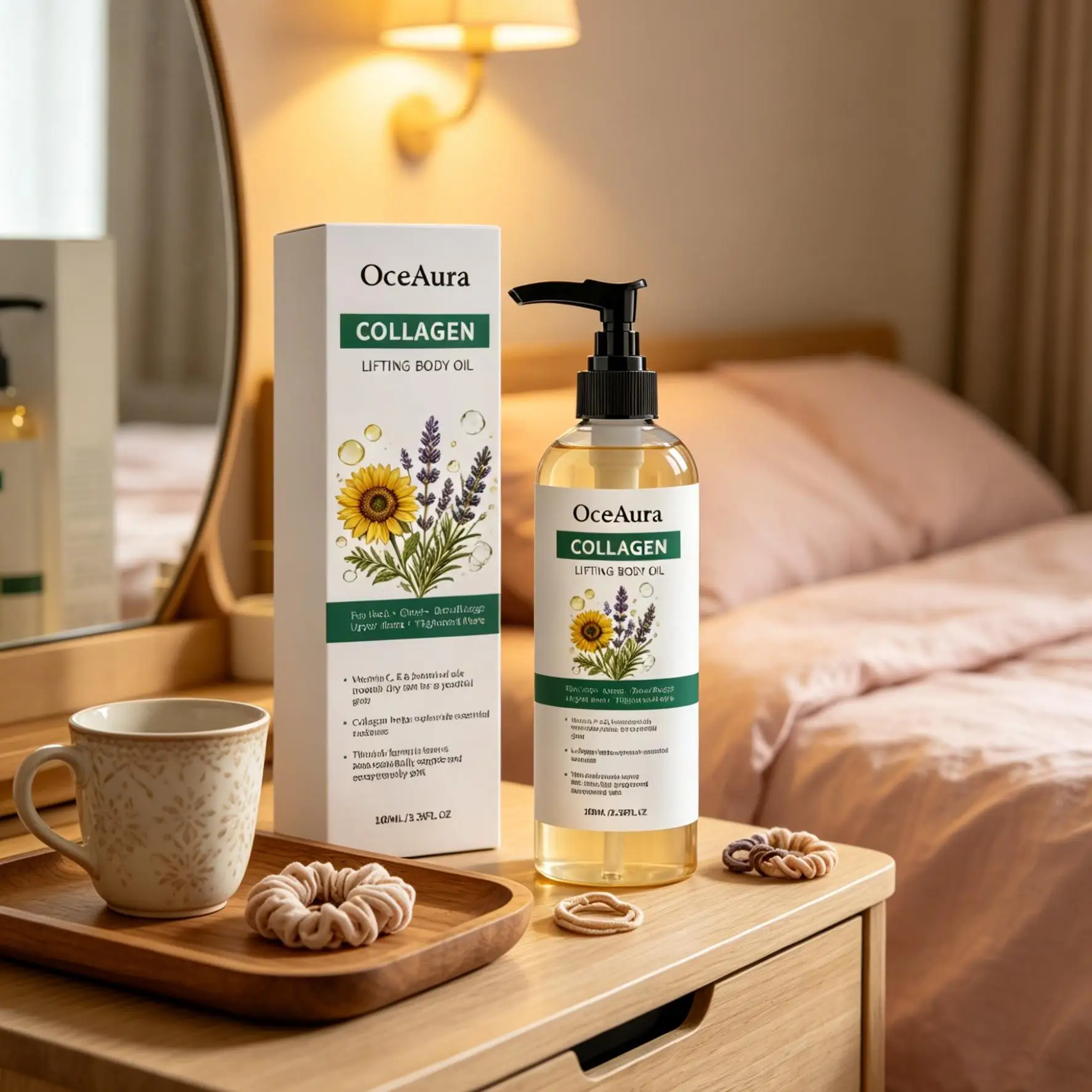 OceAura Collagen Body Oil for Neck Leg Arm Thighs Glow Skin Tightening Refresh Full Body Massager Lavender Moisturizing Body Oil