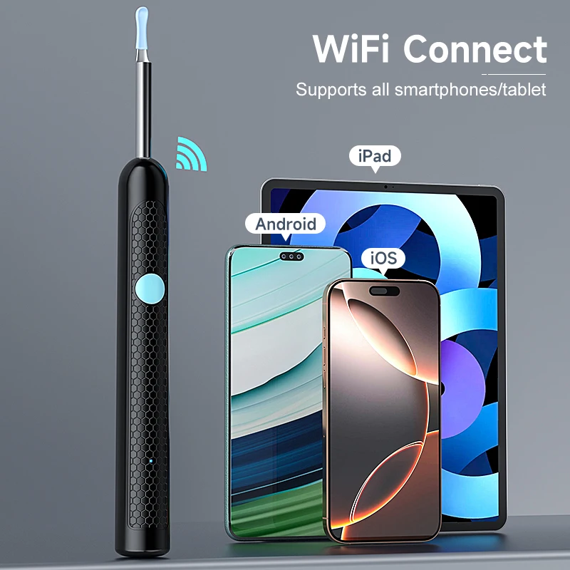 

Ear Cleaner Camera 4.2MM WiFi Ear Wax Removal Tool Take Photo HD1080P Visual Ear Pick Ear Spoon Waterproof 6 LEDs USB C Charging