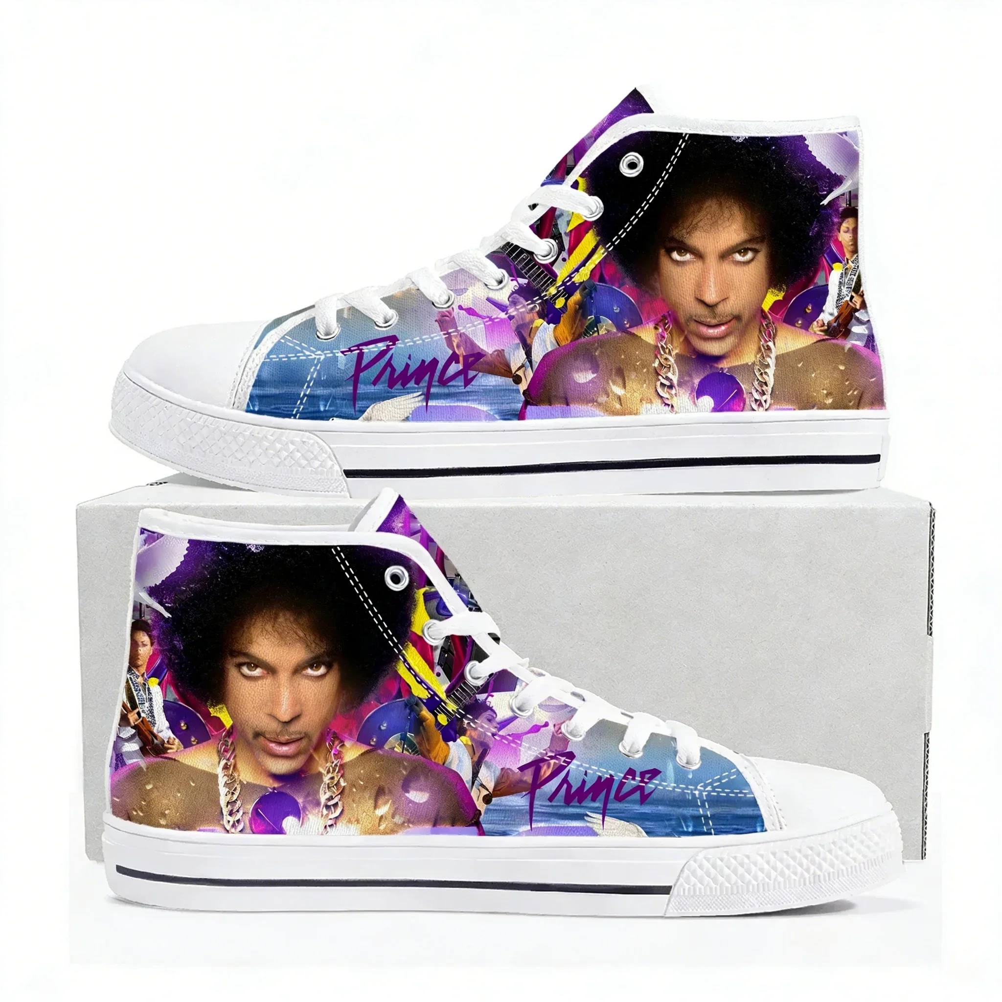 

Кроссовки Prince Rogers Nelson Singer High Top высокого качества для мужчин, женщин и подростков, повседневные кеды из канваса, обувь для пар, индивидуальный дизайн