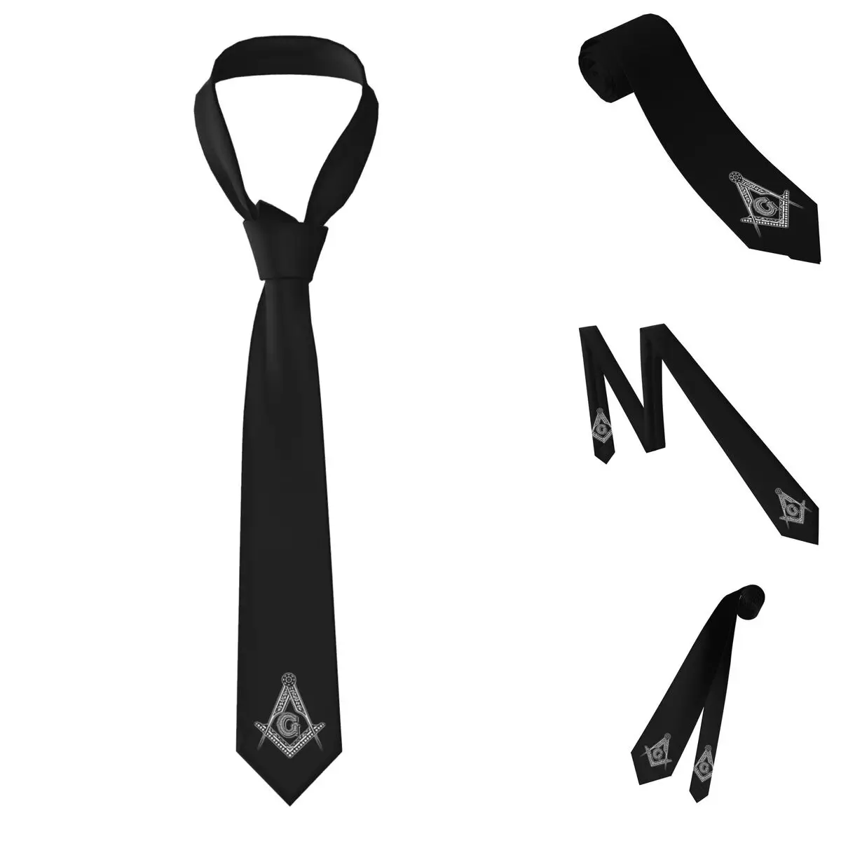 Freemason (Black) Necktie for Men Silk Polyester 8 cm Neck Ties Party Accessories Tie Classic Gravatas