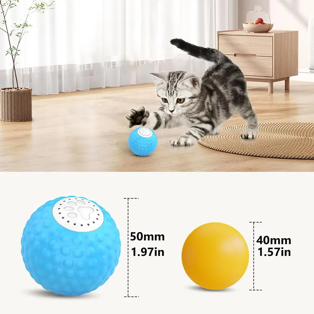 

5cm/1.97 Inch Automatic Rolling Ball With Led Flash Lights 2 Modes IP54 Waterproof Interactive Toy Fun Birthday Gift 250mAh