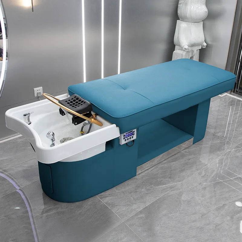 Salon Fryzjerski Krzesła do Mycia Włosów Myjnia do Uszu Umywalka Fryzjer Salon Kosmetyczny Krzesła do Mycia Włosów Łóżko Meble ze Skóry PU Letto Lavaggio MHXFY