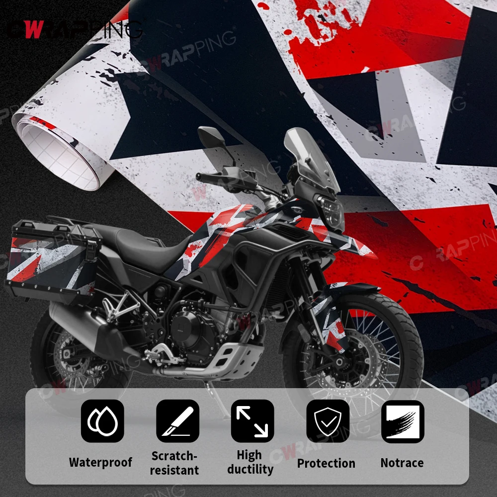 

Ink Splashing Vinyl Wrap for Motorcycle Vinyls Self-adhesive Graffiti Waterproof Red Bubble Free Motorcycles Car Film Covering