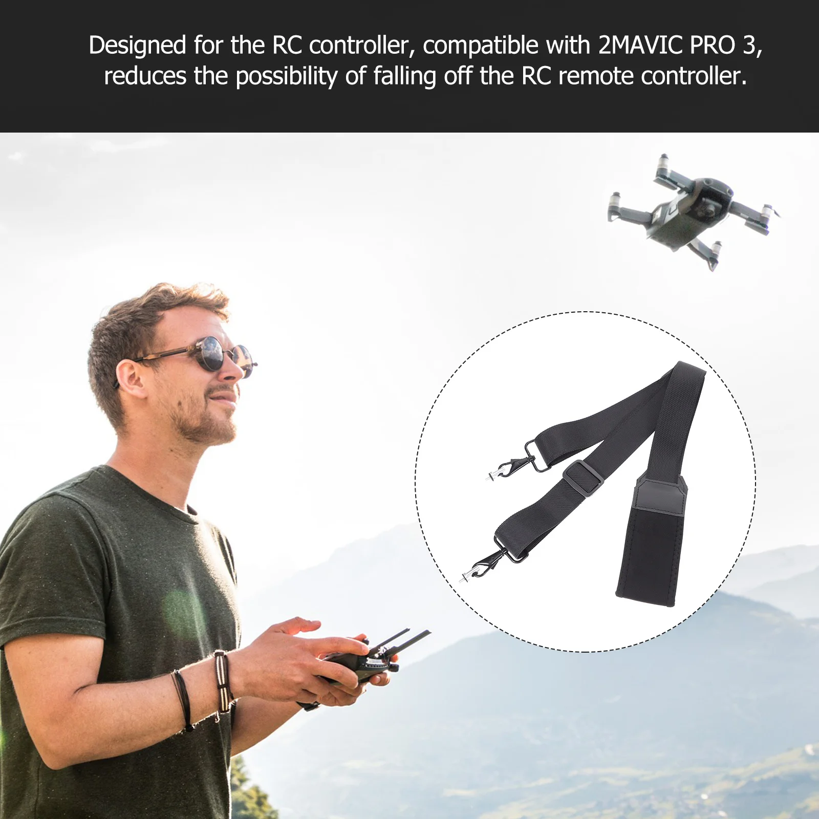 

Rc Controller Neck Strap Nylon Lanyard for 2 3 Durable Aluminum Alloy Fixing Clips Portable Installation Easy Adjust