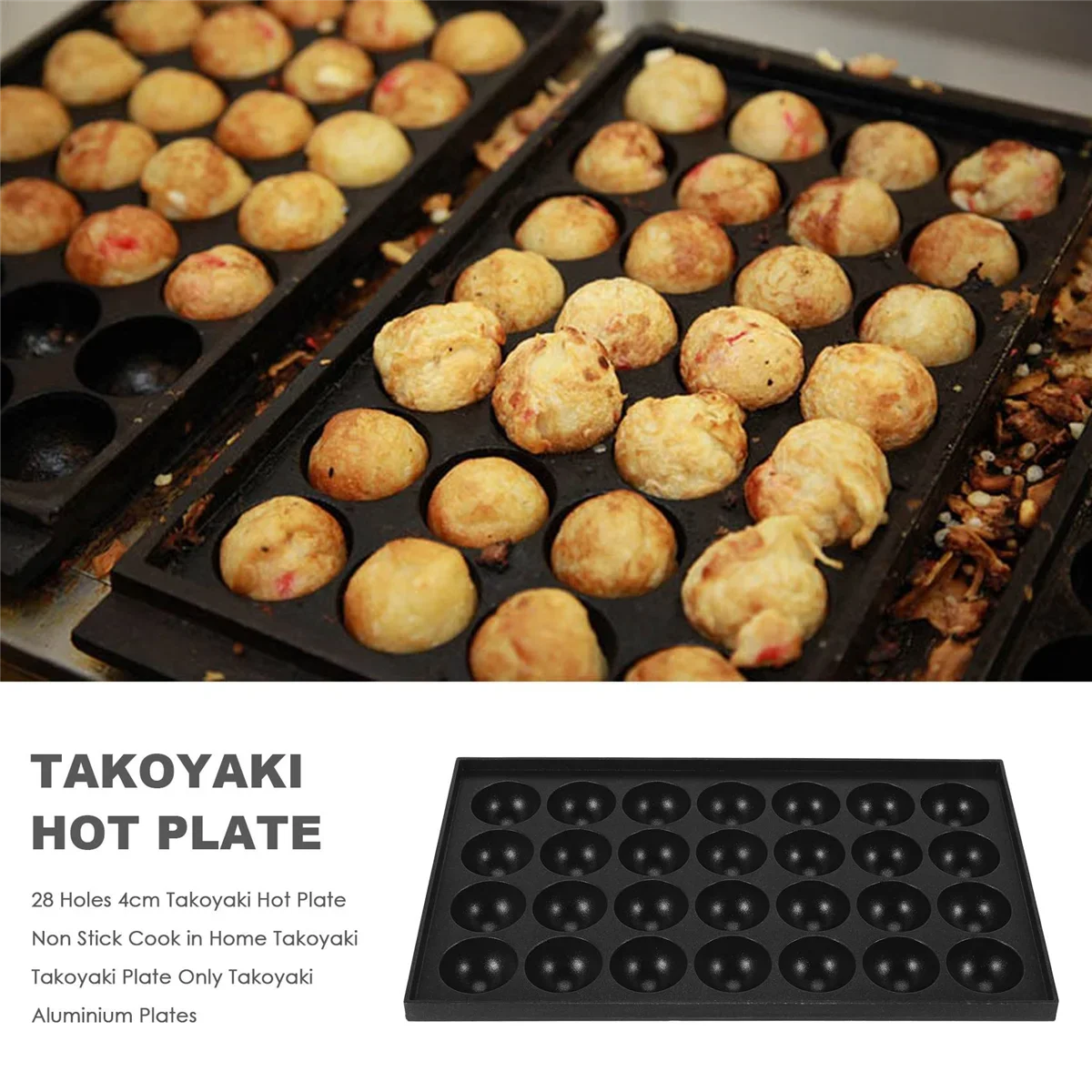28 Holes 4cm Takoyaki Hot Plate Non Stick Cook in Home Takoyaki Plate Only Takoyaki Aluminium Plates