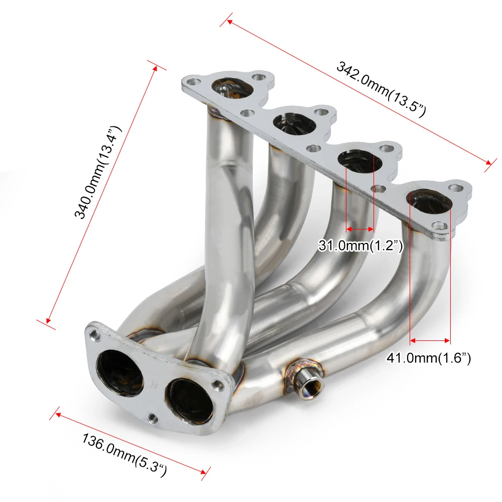 ท่อไอเสียสแตนเลสสําหรับ 88-00 Honda Civicสําหรับ 88-91 Honda CRX D-Series EJ EG EH EK / SOHC EF EK EM D15 D16