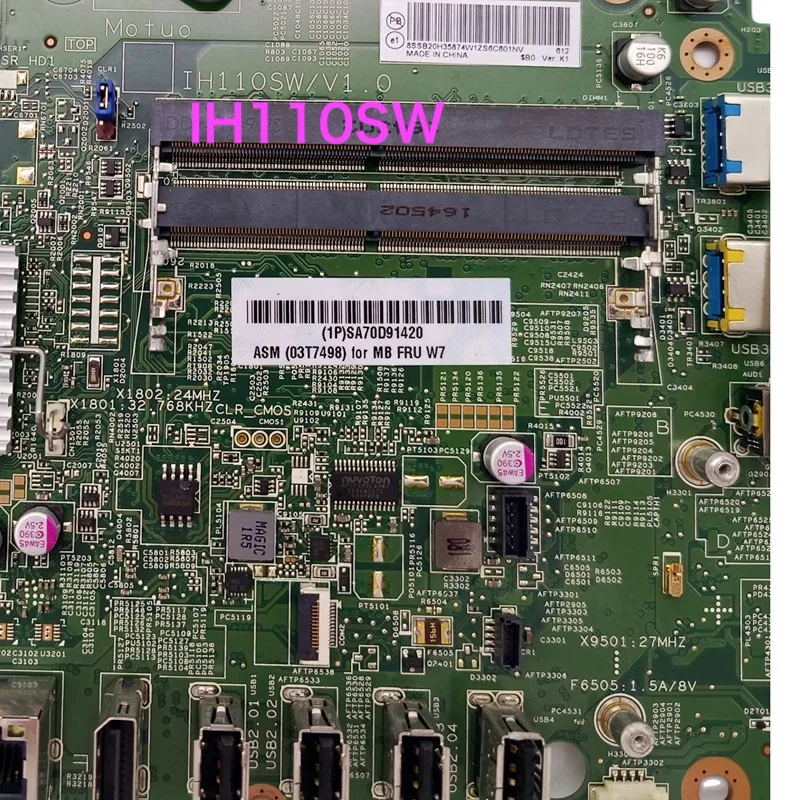 Placa base compatible con Lenovo M800Z, M7300Z, IH110SW/V1.0, AIO, 14072-1, IH110SW, LM70Z, 03T7498, 100% probada, funciona completamente