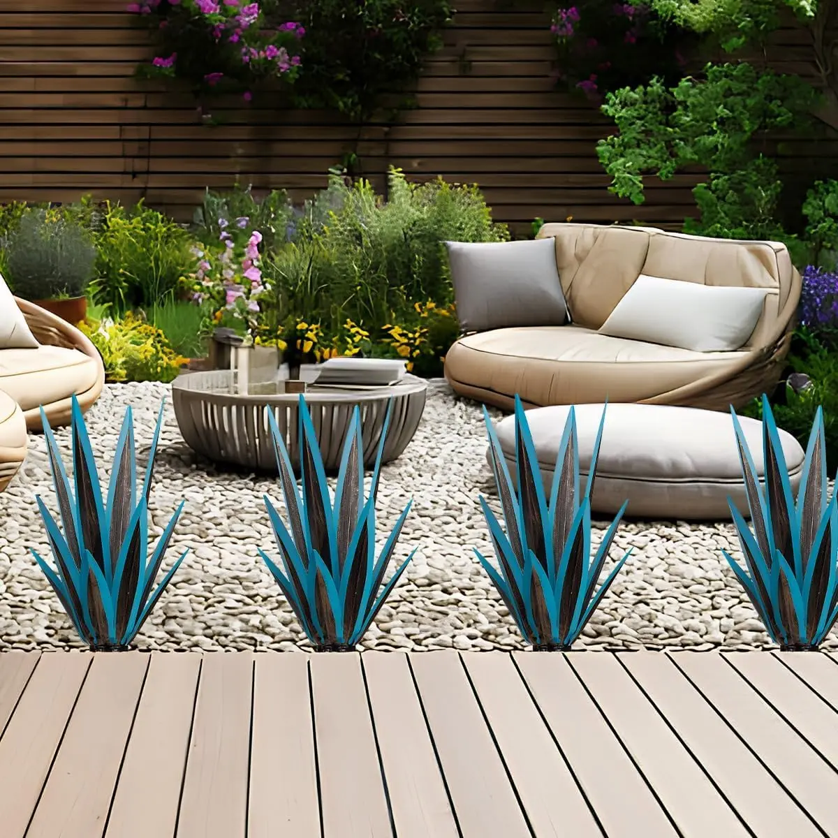 

2Pack Metal Tequila Country Sculpture DIY Rustic Hand Painted Metal Agave for Yard Stakes Garden Figurines Outdoor Patio