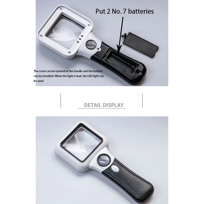 Handheld 5X 45X Lighted Magnifier With 3 LED+UV Lamp Reading Magnifying Glass Jewelry Banknote Inspection Magnifier