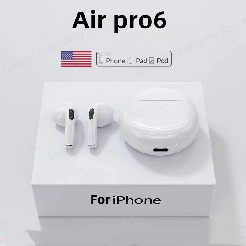 NEW Original Air Pro 6 TWS Wireless Headphones Fone Bluetooth Earphones Mic Pods In Ear Earpods Earbuds sport Headset For Xiaomi