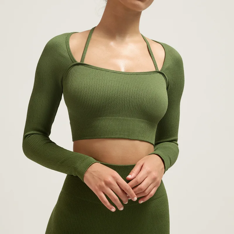 요가 스포츠 여성용 고탄력 심리스 섹시 백리스 브라탑 요가 스포츠웨어 여성 운동복 여성 속옷