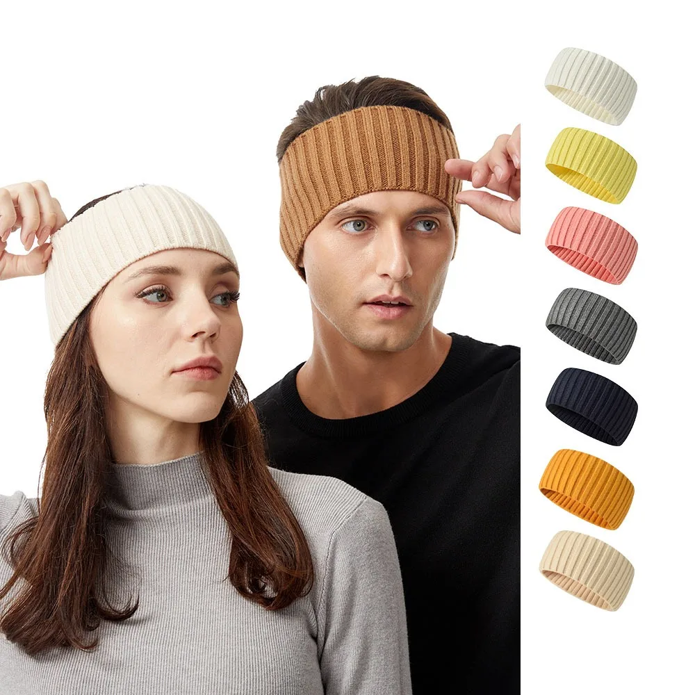 

Fashion Wide Knitted Headband Solid Color Warm Sports Hairbands Soft Breathable Elastic Headband Unisex