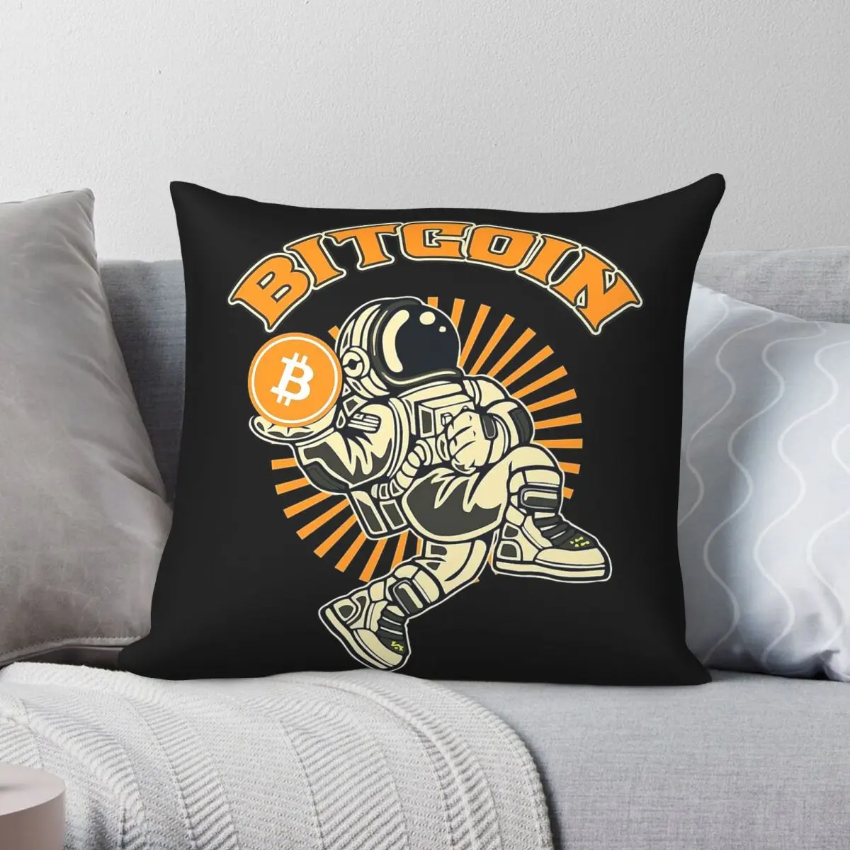 Bitcoin Cryptocurrency Pillowcase Polyester Linen Velvet Creative Zip Decor Pillow Case Sofa Seater Cushion Cover