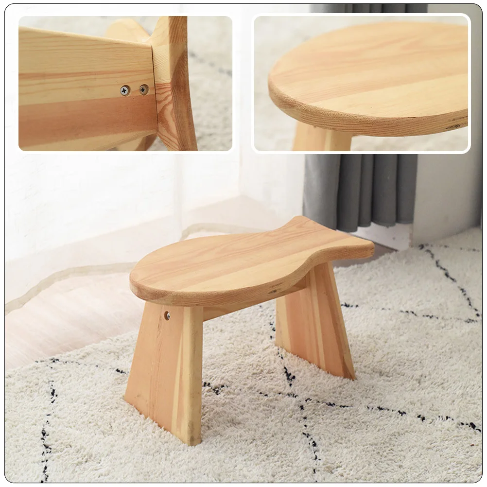 مقعد خشبي محمول على شكل سمكة، مسند قدم من الخشب الصلب للمطبخ والحمام وغرفة النوم وغرفة المعيشة ومقعد مسند القدمين #6