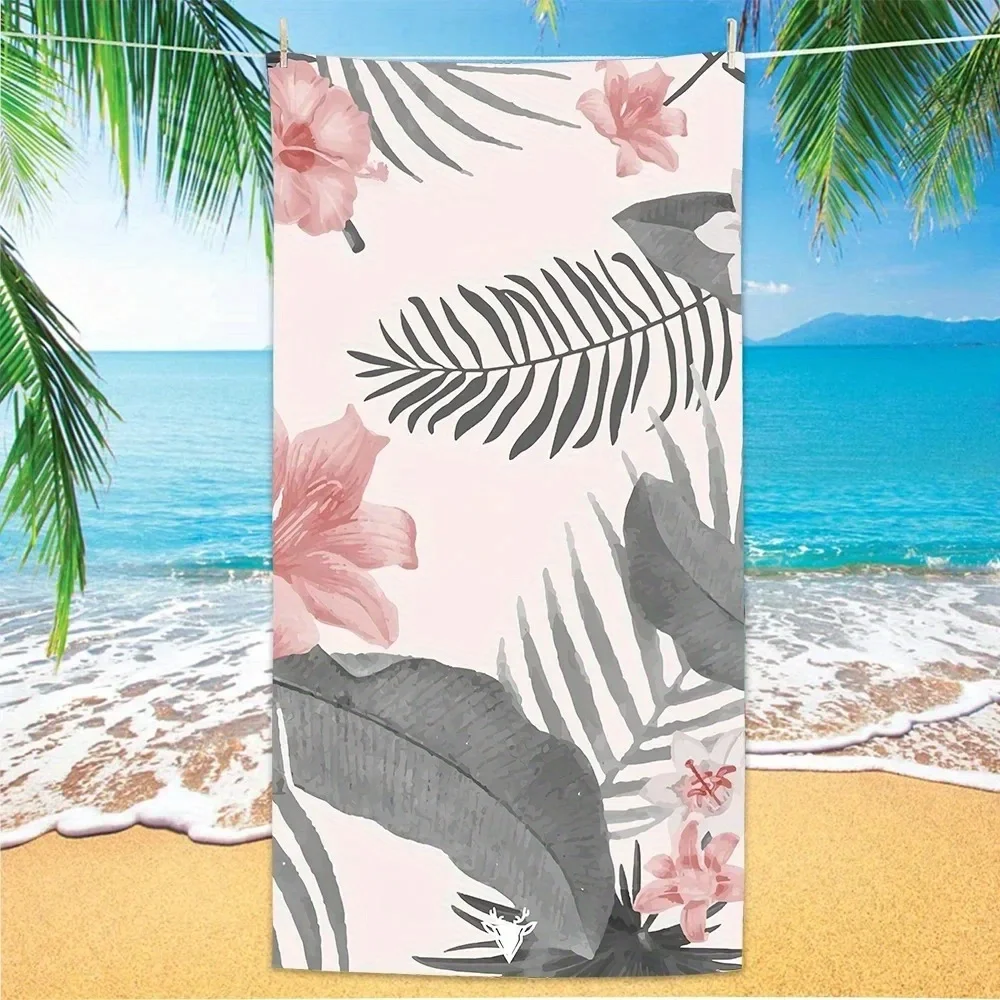 

Beach Towel Floral and Palm Leaf Print Pattern Sun Protection and Windproof Suitable for Pool Camping Travel Blanket