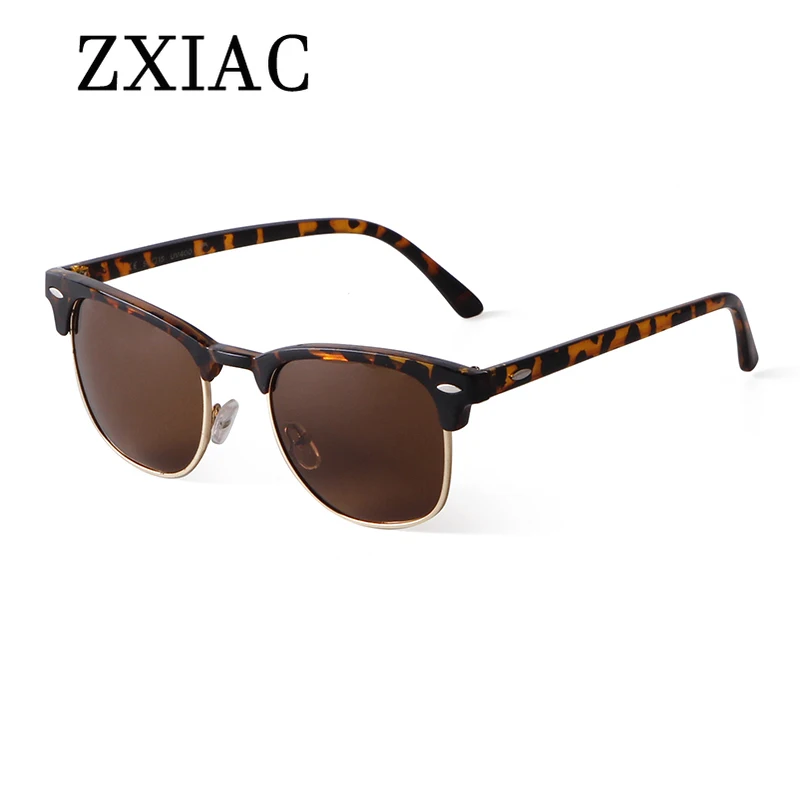 ZXIAC-gafas de sol con remaches de Metal para hombre y mujer, lentes de sol de medio Marco, a la moda, coloridas, con película de colores, con UV400