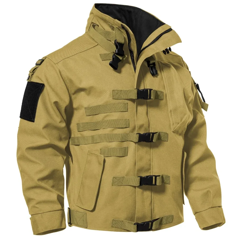Tactical Motorcycle Jacket Men Outdoor Wear Resistant Waterproof Cycling Clothes Work Coat Multi-pocket Army Field Combat Jacket