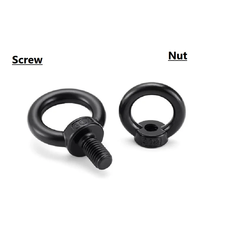 M3 M4 M5 M6 M8 M10 Black Lifting Eyebolts M12 M14 M16 M18 M20 Lifting Ring Screws/Nuts 304 Stainless Steel